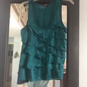Forest Green Ruffled Tank Top; Small